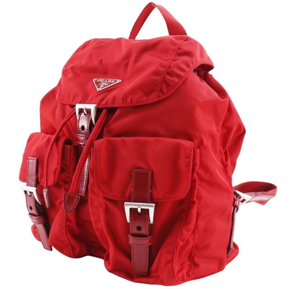 Prada Vera Sport Bz6677 Nylon Rosso Red Backpack Daypack - Picture 2 of 10
